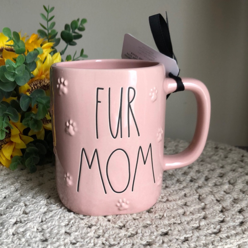 Rae Dunn Pink Paw Print FUR MOM Mug